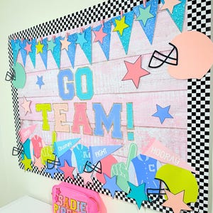 Decoración de tablón de anuncios de fútbol, tablón de anuncios de deportes, decoración de aula con temática deportiva, decoración de tablón de anuncios universitario deportivo, espíritu escolar