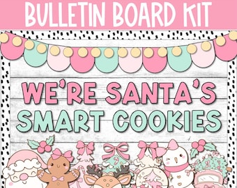 Pink Coquette Christmas Bulletin Board, Girly Winter Classroom Decor, Bow Bulletin Decor, Gingerbread Santa Pastel Kit Snowman Reindeer