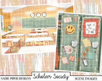 SCHOLAR SOCIETY Scenes, Back to School Clipart College Clipart, School Supplies Stationary Planner Clipart Teacher Student Education Student
