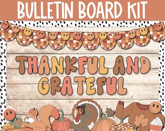 Thanksgiving Bulletin Board Decor, Turkey Bulletin Board, Fall Classroom Decor, Retro November Autumn Decor 70s pumpkin patch Bulletin Kit