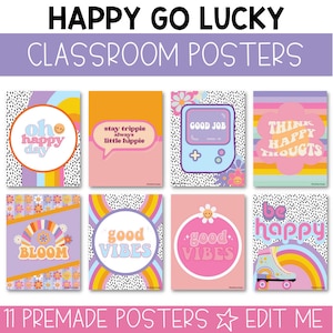 Retro Groovy Classroom Posters, Rainbow Classroom Decor, Nostalgic Classroom Posters, Y2K Classroom Decor, Disco Classroom Decor / HGL