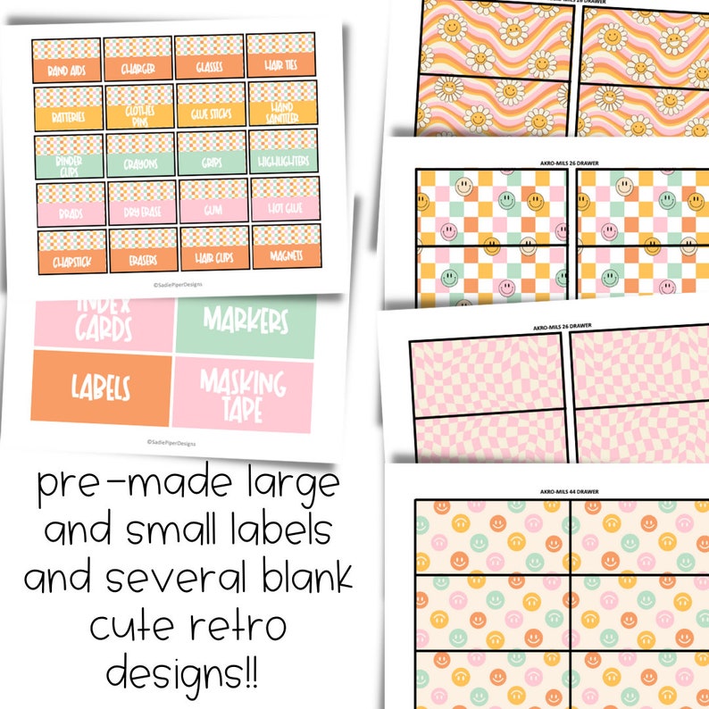Editable Retro Groovy Teacher Toolbox Labels, Trendy retro classroom decor,
