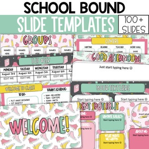 Back to School Slide Templates, End Of Year Slides, Classroom Decor, End Of Year Slides Templates for Classroom, School Slides Templates