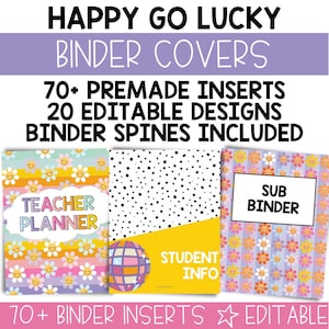 Binder Inserts for Teachers, Editable binder Inserts, Teacher Planner Inserts, Teacher Binder Templates, Binder covers, retro Teacher / HGL