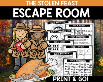 Thanksgiving Escape Room for Kids, Printable Party Game, Birthday Escape Room Kit, Birthday Party Games, Kids Puzzles, Family Game Night