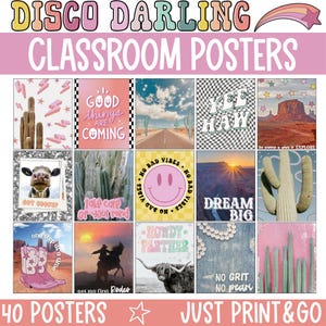 Retro Groovy Classroom Posters, Disco Cowgirl Classroom Decor, Nostalgic Classroom Posters, Rodeo Classroom Decor, Western Classroom Decor
