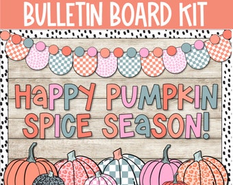 Groovy Fall Bulletin Board Decor, Retro Fall Bulletin Board, Fall Classroom Decor, Retro Spooky Autumn Decor 70s pumpkin patch