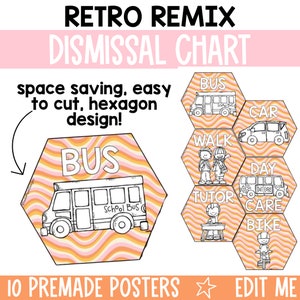 Retro Dismissal Chart For Classroom, How We Go Home Display Chart, Dismissal Clip Chart, Retro Classroom Management, Transportation - RTRMX