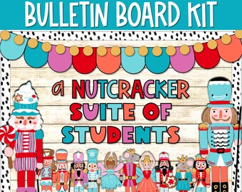 Nutcracker Christmas Bulletin Board Kit, Bright Blue December Holiday Door Decor, Red and Blue Christmas Classroom Door Decor, Printable Kit
