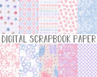 AMERICAN BABE Pastel Papers, 4th of July Digital Scrapbook Paper, Independence Day, Americana Theme, American Clipart USA Aesthetic Patterns