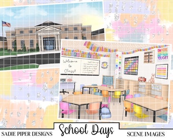 SCHOOL DAYS Scenes, Back to School Clipart College Clipart, School Supplies Stationary Planner Clipart Teacher Student Education Educator