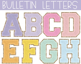 Groovy Retro Varsity Bulletin Board Letters, Letter Clipart, Printable Bulletin Board Letters, Lettering Pack Bulletin Boards, Patch / HGL
