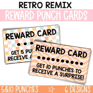 学生向けのレトロなパンチカード報酬カード、教室の報酬システム、行動賞 - RTRMX