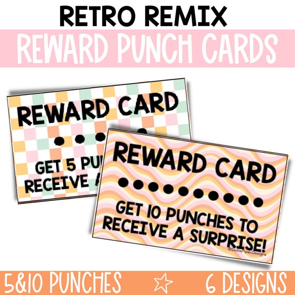 Retro Punch Card Reward Card for Students, Reward System for Classroom, Behavior Awards - RTRMX