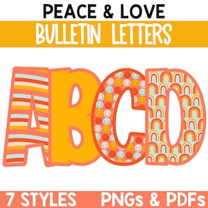 Groovy Retro Bulletin Board Letters, Letter Clipart, Printable Bulletin Board Letters, Lettering Pack for Bulletin Boards, Classroom