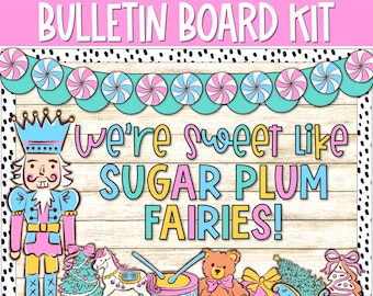 Pastel Nutcracker Christmas Bulletin Board Kit, Sugar Plum Holiday Decor Display, Nutcracker Door Decor Classroom Display, Pink Christmas