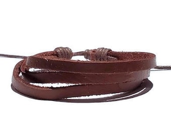Flertrådigt läderarmband, justerbar knut