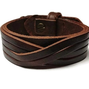 Genuine Leather, Mens, Womens, Adjustable Wrap, Leather Belt Bracelet, Anniversary Gift, Wrist Cuff, Wristband, Punk Bracelet