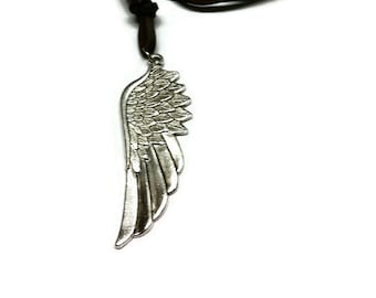 Silver Angel Wing Charm Necklace, Memorial Gift