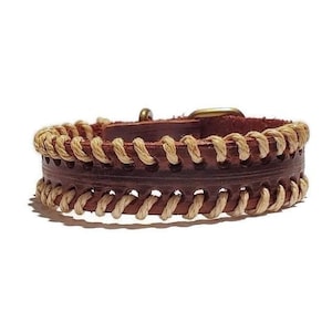 Rustic Brown Leather Buckle Bracelet, Thin Leather Buckle Bracelet, Woven Brown Leather Wristband, Brown Buckle Bracelet, Birthday Gift
