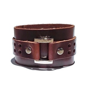 Leather Cuff Bracelet with Buckle, Mens Leather Cuff, Mens Bracelet Leather Wrist Cuff, Wide Cuff Bracelet, Leather Wristband, Gift for Him