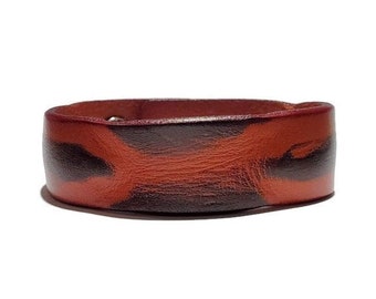 Distressed Leather Cuff Bracelet, Unisex Leather Armband