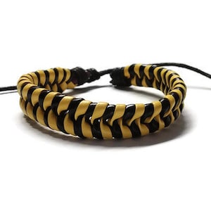 Yellow and Black Leather Bracelet, Yellow Bracelet, Black Bracelet, Gift Bracelet, Gift for Her, Gift for Him, Colorful Summer Bracelet