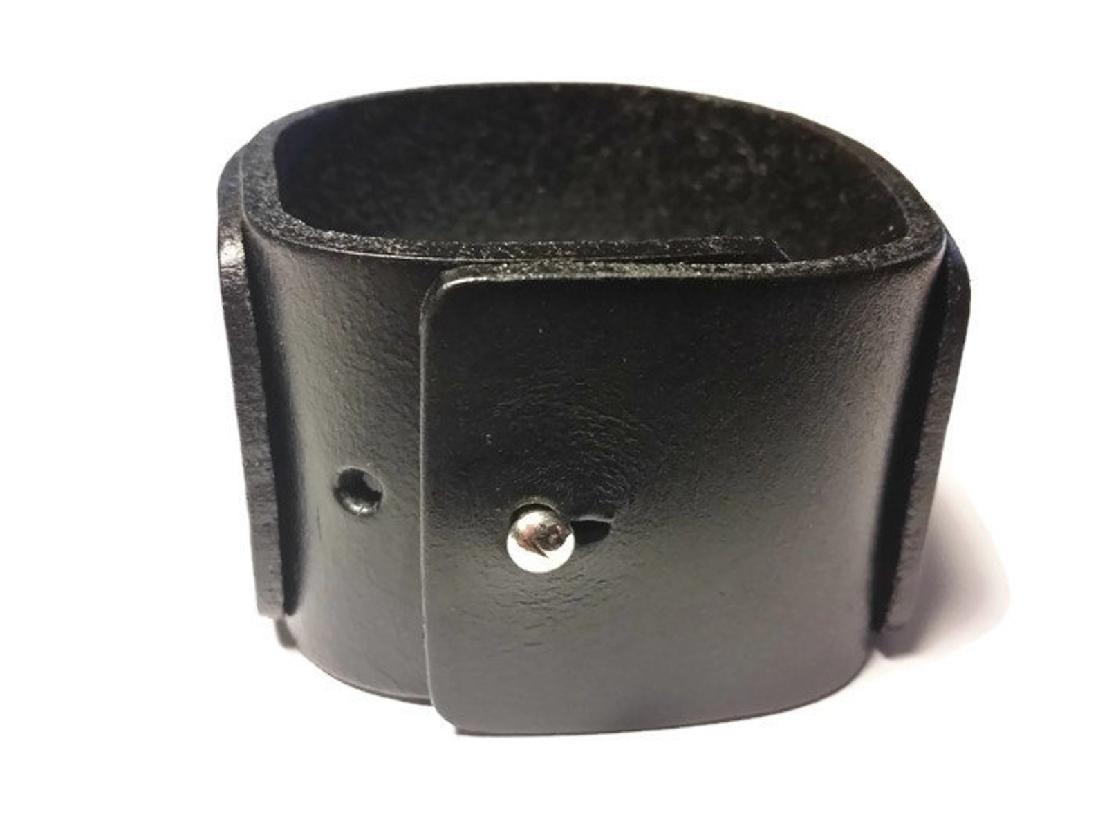 Mens Womens Black Leather Arm Large Cuff Unisex Bracelet Gift Etsy Canada