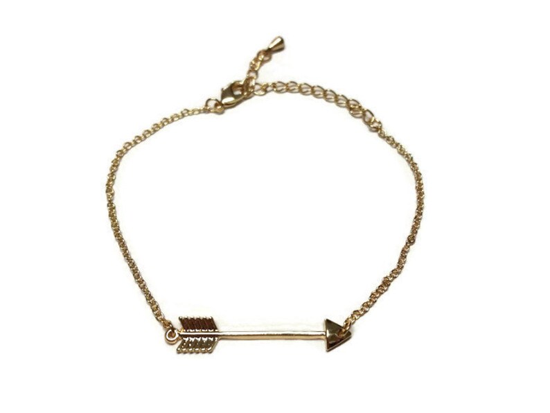 Arrow Charm Bracelet Simple Gold Chain Bracelet Anniversary Gift Chain Bracelet Adjustable Chain Link Lobster Clasp Gift for Her
