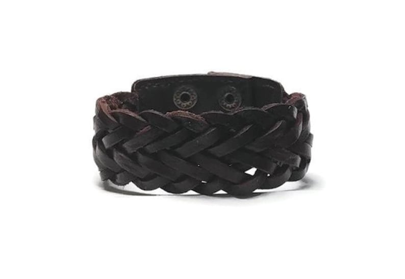 Gift for Him Braided Leather Arm Cuff Brown Genuine Leather Cuff Bracelet for Men or Women Chunky Leather Arm Jewelry Gift for Her