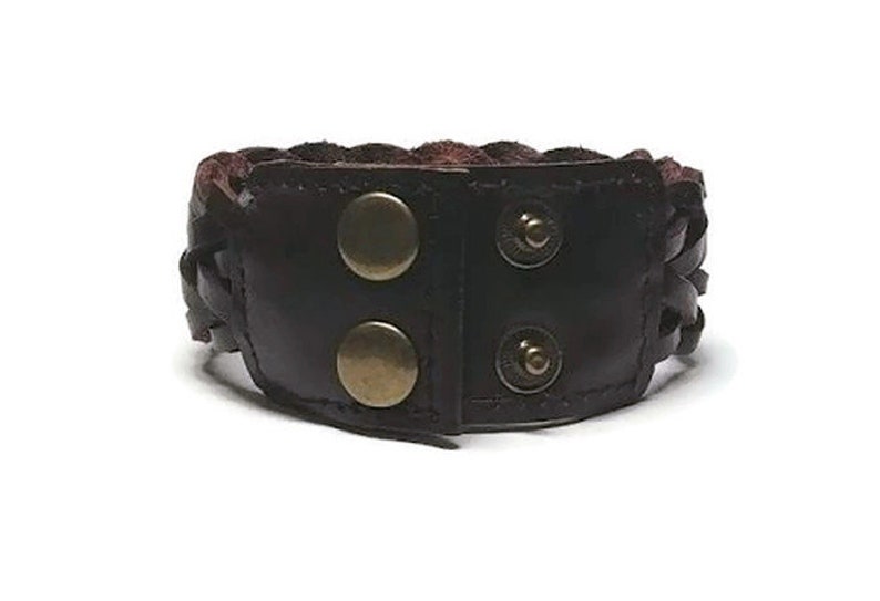 Gift for Him Braided Leather Arm Cuff Brown Genuine Leather Cuff Bracelet for Men or Women Chunky Leather Arm Jewelry Gift for Her