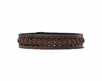 Rustic Brown Leather Cuff Bracelet, Mens Braided Jewelry