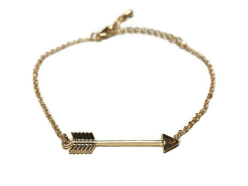 Arrow Charm Bracelet Simple Gold Chain Bracelet Anniversary Gift Chain Bracelet Adjustable Chain Link Lobster Clasp Gift for Her
