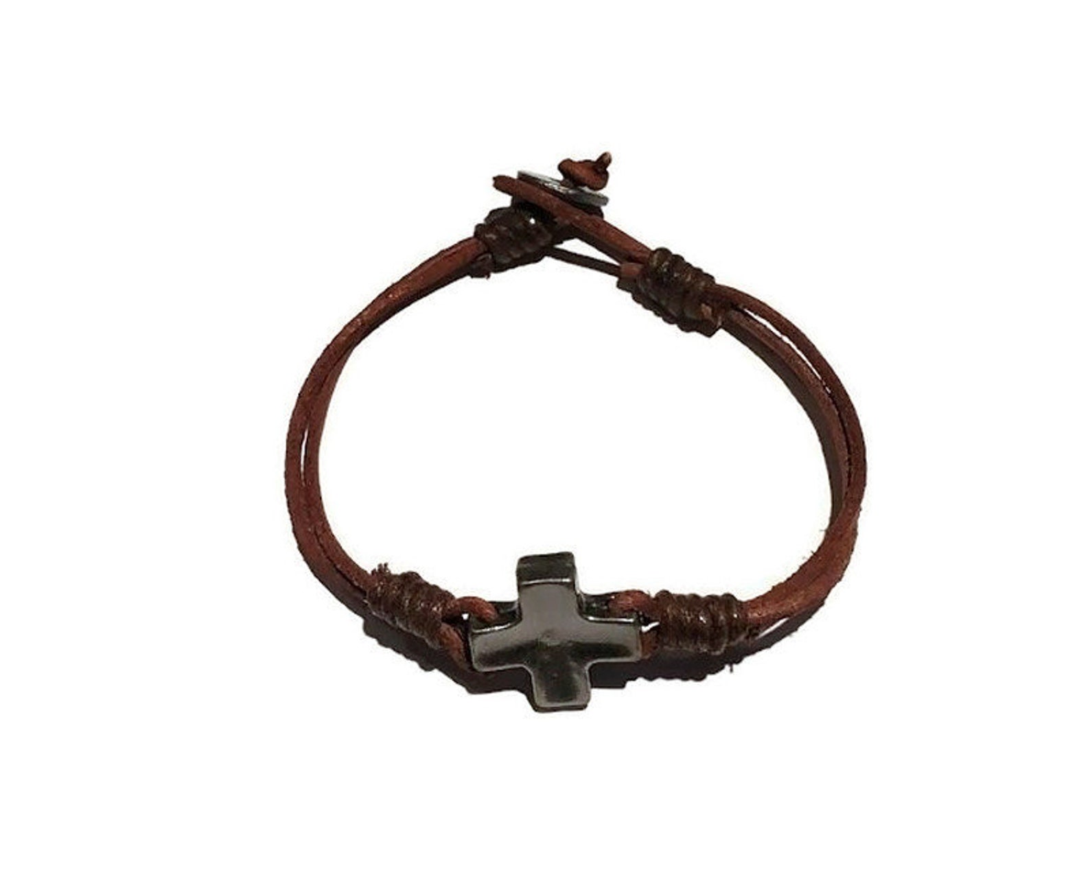 Leather Cross Bracelet Christian Catholic Bracelet Men - Etsy