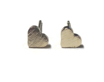 Dainty 18K Gold Plated Heart Stud Earrings