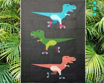 Dinorama  TRex Quilt Pattern AEQCDR0319 From Art East Quilting CO