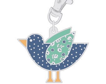 Happy Bird Lori Holt Home Town Enamel Charm Zipper Pull ST-31084 From Riley Blake Designs