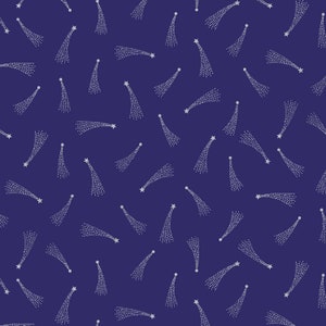 Mystische Shooting Stars Midnight Blue Metallic aus Baumwolle und Stahl