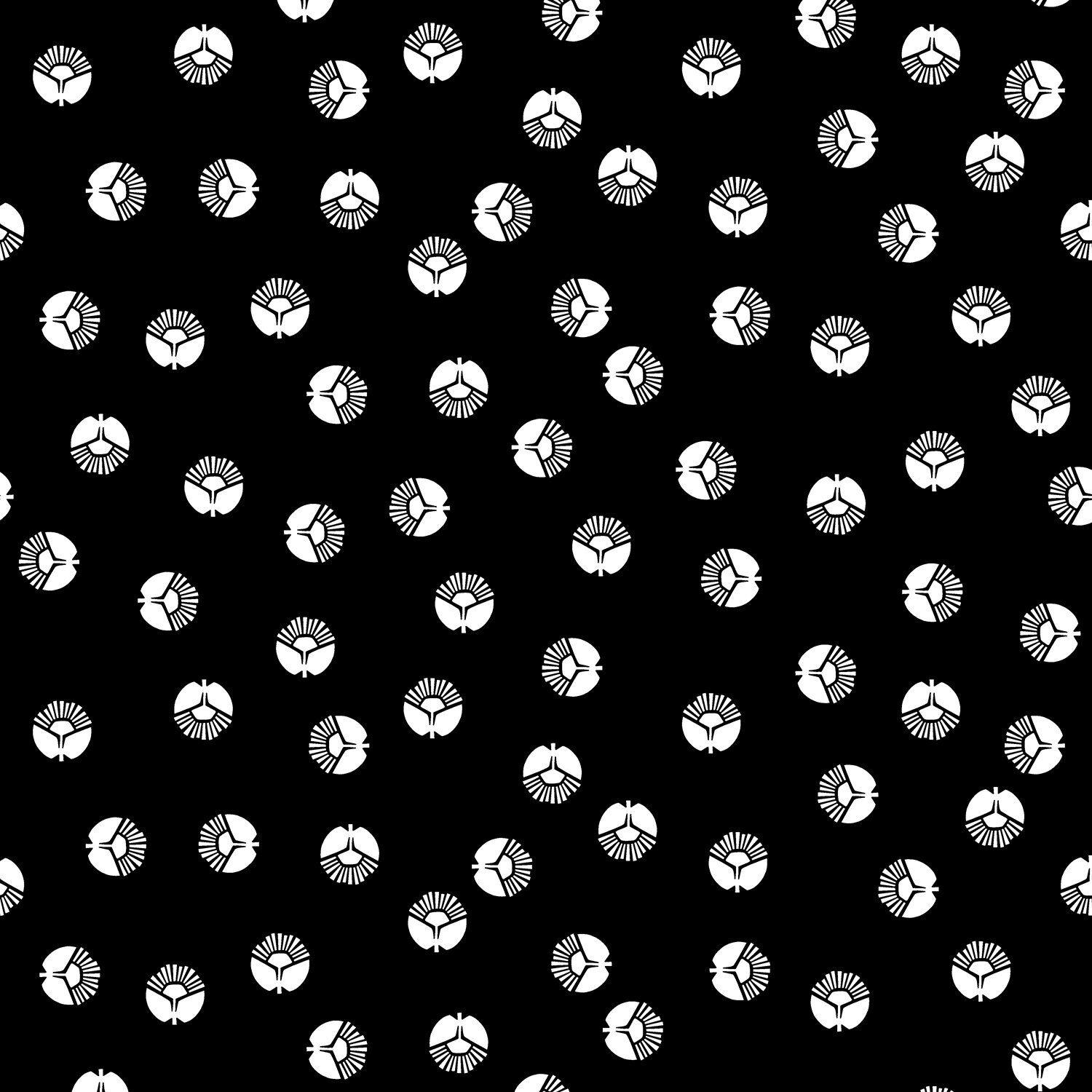 Along the Fields Circle Flower Space Black By Cotton And Steel