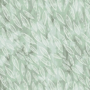 Foglie cadute Menta di Dear Stella Fabrics, Autunno, Stampa natura