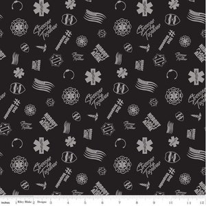 Nobody Fights Alone First Responders Black By Riley Blake Fabrics