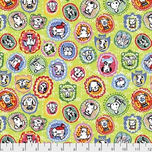 Fat Quarter Portrait Gallery Green Woof & Wags Collection By Free Spirit Sold By Half Yard