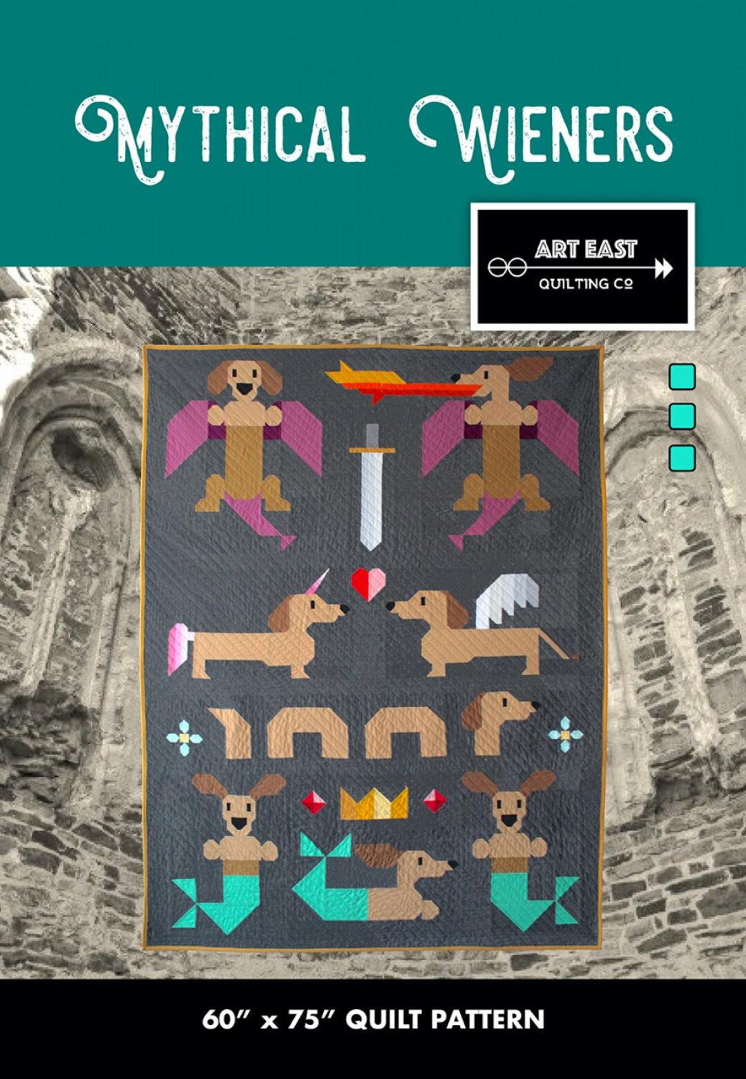 Mythical Wieners Doxie Dachshund Quilt Pattern AEQCMW0320 From Art East ...