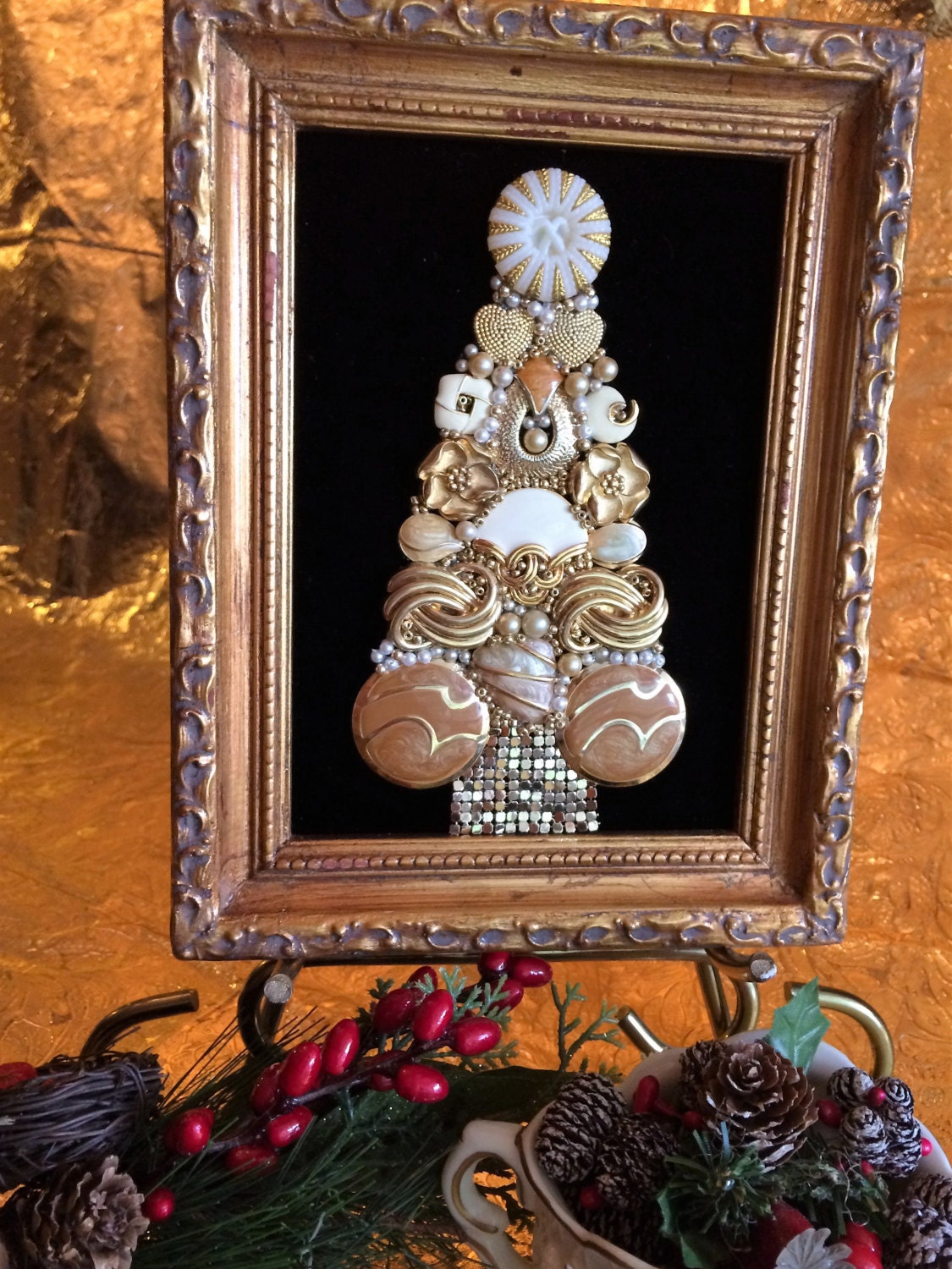 Vintage Jewelry Christmas Tree, nicely Simple Beige Christmas Tree - Etsy