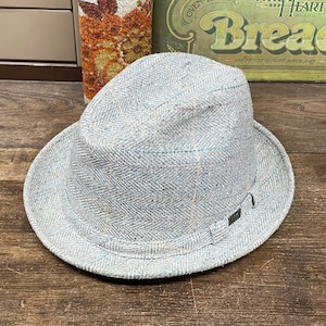 Vintage Hat Trilby London Fog Size 7 1/4 Gray Peach Blue