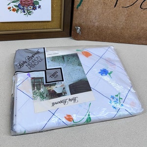 Vintage Lady Pepperel Twin Flat Sheet: Floral Percale, New in Package