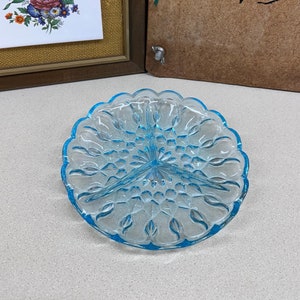 Vintage Dish Divided Platter Serving Dish Blue Light Blue Aqua CottageCore Farmhouse Decor Beach House Ocean House Decor USA