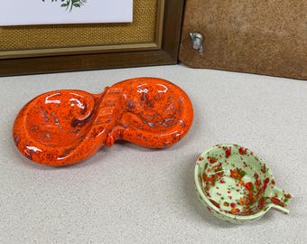 Vintage Ashtray Floral Decor Orange Green Retro Home Decor Your