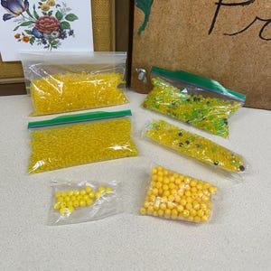 Vintage Yellow Plastic Crafting Beads: Jewelry Making Supplies Lot