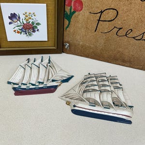 Vintage Plastic Ship Wall Decor: Coastal Home Interiors - Set of 2